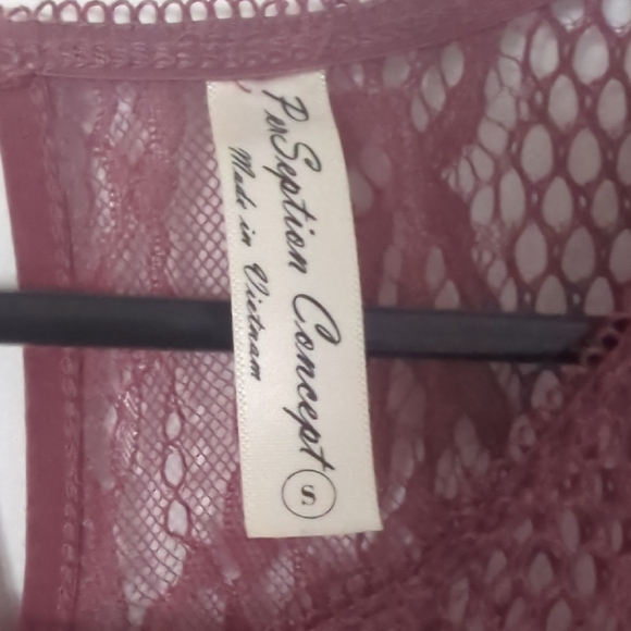 PerSeption Concept Burgundy Lace Accent Blouse - Picture 2 of 5